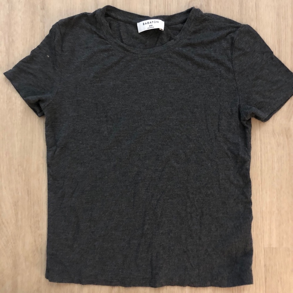 Grey Babaton Cropped Fitted Tee